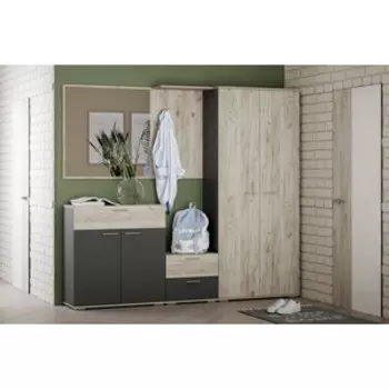 Прихожая Сильва Санти комплектация 1 (НМ 013.77+НМ 040.01+НМ 014.16+НМ 013.24+НМ 040.42) Антрацит, Дуб Крафт Серый (TSLV0110)