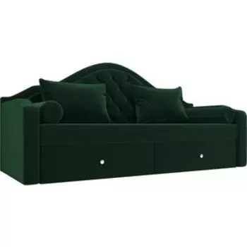 Прямой детский диван АртМебель Сойер велюр зеленый