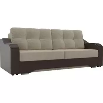Прямой диван АртМебель Браун микровельвет бежевый, экокожа коричневый
