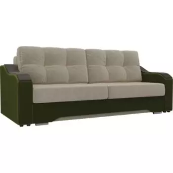 Прямой диван АртМебель Браун микровельвет бежевый/зеленый