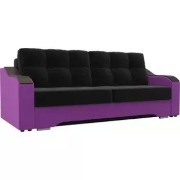 Прямой диван АртМебель Браун микровельвет черный/фиолетовый