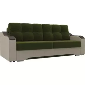 Прямой диван АртМебель Браун микровельвет зеленый/бежевый