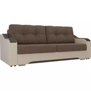 Прямой диван АртМебель Браун рогожка корчневый, экокожа бежевый