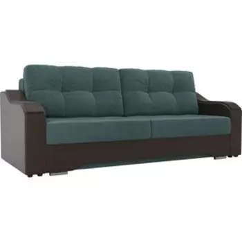Прямой диван АртМебель Браун велюр бирюза, экокожа коричневый