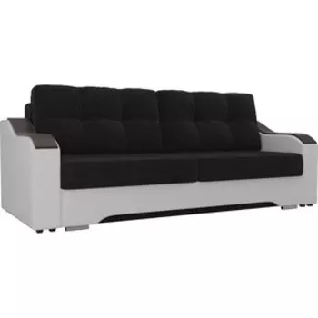 Прямой диван АртМебель Браун велюр черный, экокожа белый