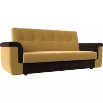 Прямой диван АртМебель Эллиот микровельвет желтый коричневый