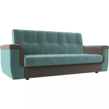 Прямой диван АртМебель Эллиот велюр бирюза коричневый