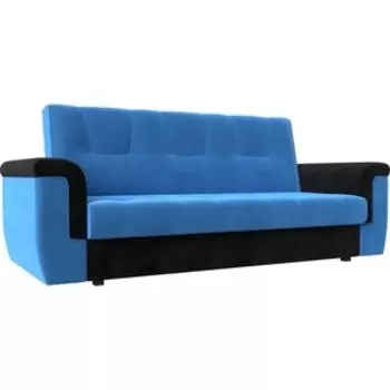 Прямой диван АртМебель Эллиот велюр голубой черный