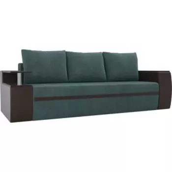 Прямой диван АртМебель Ричмонд велюр бирюза/экокожа коричневый