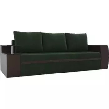 Прямой диван АртМебель Ричмонд велюр зеленый/экокожа коричневый