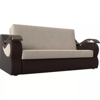 Прямой диван АртМебель Меркурий рогожка бежевый экокожа коричневый (160)