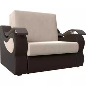 Прямой диван АртМебель Меркурий рогожка бежевый экокожа коричневый (120)