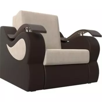 Прямой диван АртМебель Меркурий рогожка бежевый экокожа коричневый (60)