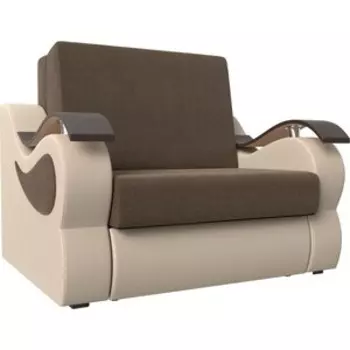 Прямой диван АртМебель Меркурий рогожка коричневый экокожа бежевый (100)