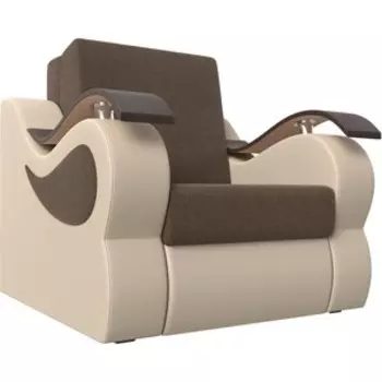 Прямой диван АртМебель Меркурий рогожка коричневый экокожа бежевый (60)