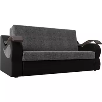 Прямой диван АртМебель Меркурий рогожка серый экокожа черный (140)