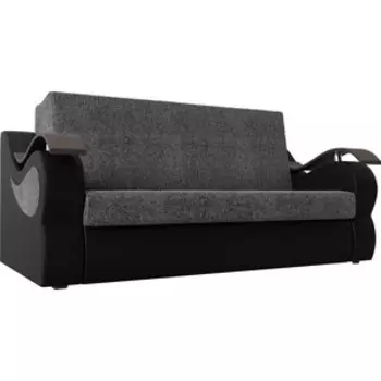 Прямой диван АртМебель Меркурий рогожка серый экокожа черный (160)