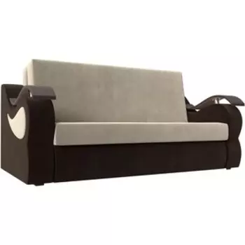 Прямой диван АртМебель Меркурий вельвет бежевый/коричневый (160)