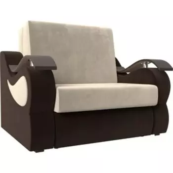 Прямой диван АртМебель Меркурий вельвет бежевый/коричневый (120)