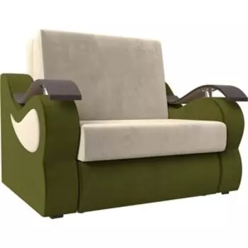 Прямой диван АртМебель Меркурий вельвет бежевый/зеленый (100)
