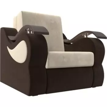 Прямой диван АртМебель Меркурий вельвет бежевый/коричневый (80)