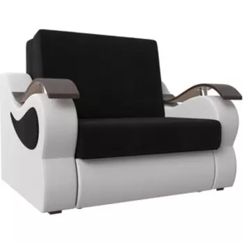 Прямой диван АртМебель Меркурий вельвет черный экокожа белый (120)