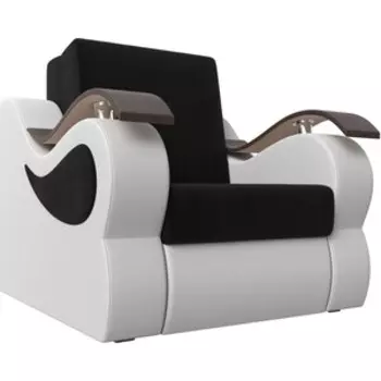 Прямой диван АртМебель Меркурий вельвет черный экокожа белый (60)