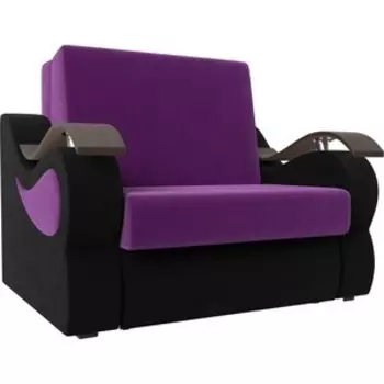 Прямой диван АртМебель Меркурий вельвет фиолетовый/черный (120)