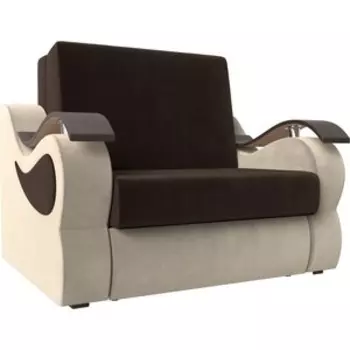 Прямой диван АртМебель Меркурий вельвет коричневый/бежевый (120)