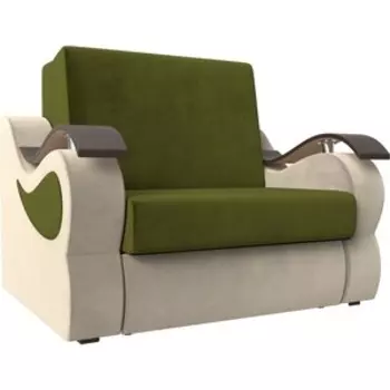 Прямой диван АртМебель Меркурий вельвет зеленый/бежевый (120)