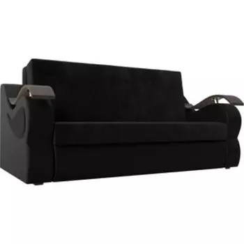 Прямой диван АртМебель Меркурий велюр черный экокожа черный (140)