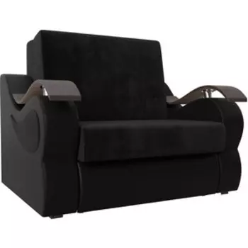 Прямой диван АртМебель Меркурий велюр черный экокожа черный (100)