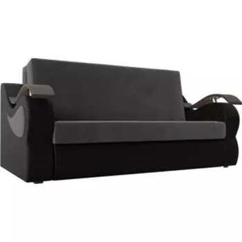 Прямой диван АртМебель Меркурий велюр серый экокожа черный (140)