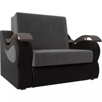 Прямой диван АртМебель Меркурий велюр серый экокожа черный (100)