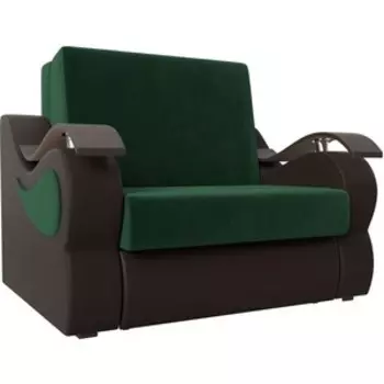 Прямой диван АртМебель Меркурий велюр зеленый экокожа коричневый (100)