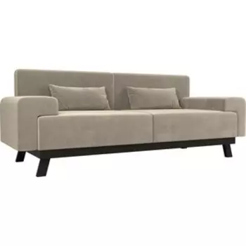 Прямой диван АртМебель Мюнхен микровельвет бежевый