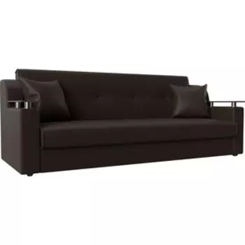 Прямой диван АртМебель Сенатор экокожа коричневый книжка