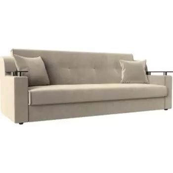 Прямой диван АртМебель Сенатор микровельвет бежевый книжка