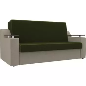 Прямой диван АртМебель Сенатор микровельвет зеленый/бежевый (100) аккордеон