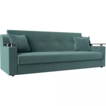 Прямой диван АртМебель Сенатор велюр MR бирюза книжка