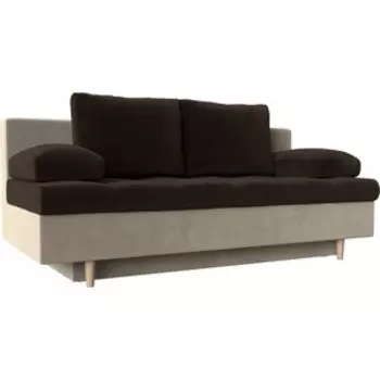 Прямой диван АртМебель Спенсер вельвет коричневый/бежевый