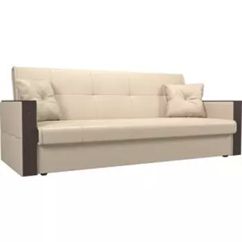 Прямой диван АртМебель Валенсия экокожа бежевый книжка