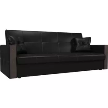 Прямой диван АртМебель Валенсия экокожа черный книжка