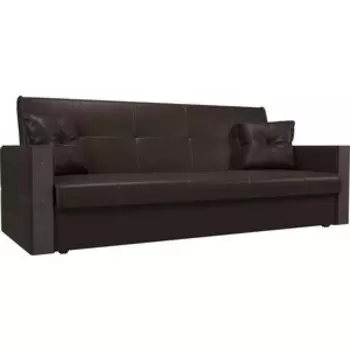 Прямой диван АртМебель Валенсия экокожа коричневый книжка