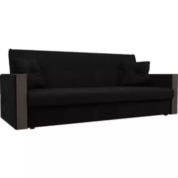 Прямой диван АртМебель Валенсия микровельвет черный книжка