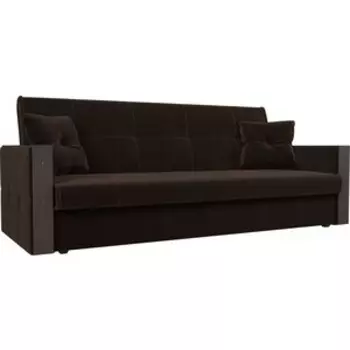 Прямой диван АртМебель Валенсия микровельвет коричневый книжка