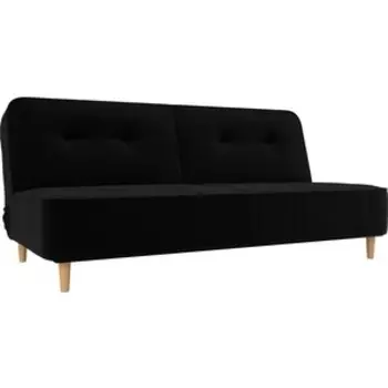 Прямой диван-книжка АртМебель Потрленд микровельвет черный