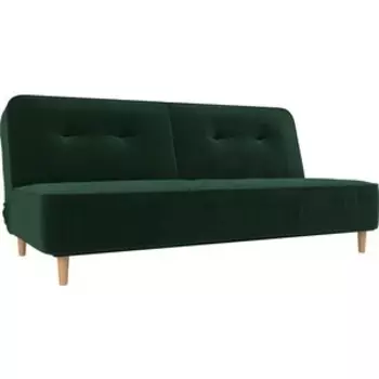 Прямой диван-книжка АртМебель Потрленд велюр зеленый