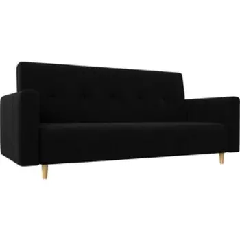 Прямой диван-книжка АртМебель Вест микровельвет черный