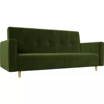 Прямой диван-книжка АртМебель Вест микровельвет зеленый